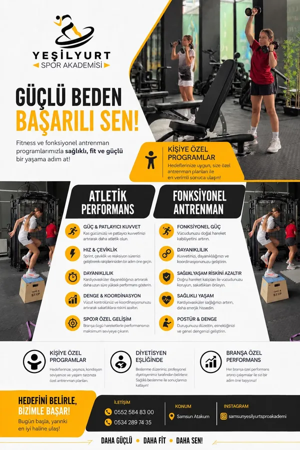 Fonksiyonel antrenman ve atletik performans tanıtım afişi