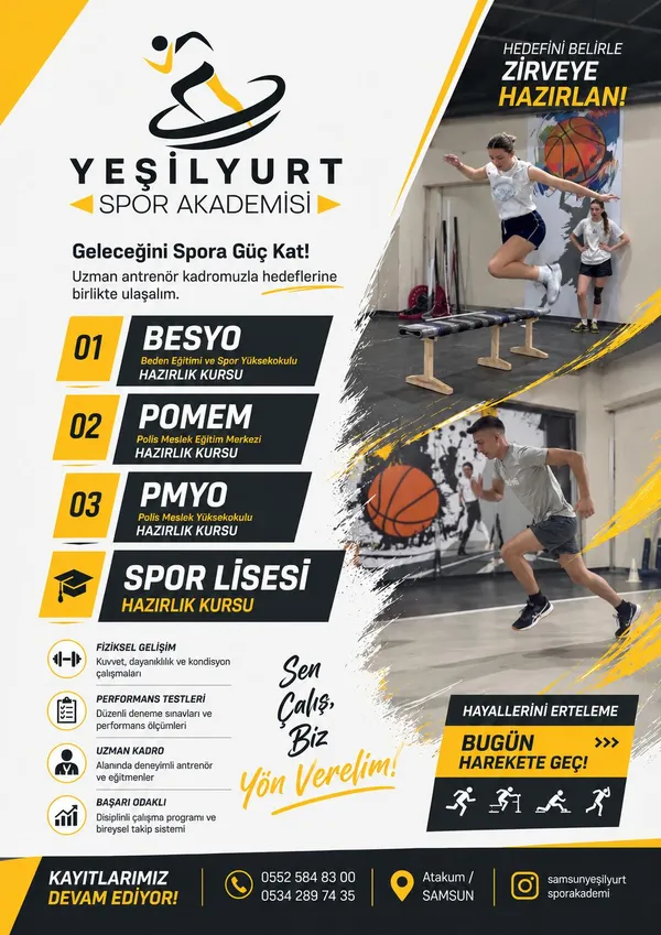 BESYO, POMEM, PMYO ve Spor Lisesi hazırlık kursları tanıtım afişi